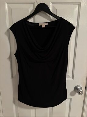 Make offer! Michael Kors Black Drape Neck Sleeveless stretch shell top Large